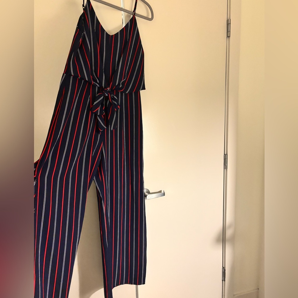 Striped Navy and Red Jumpsuit